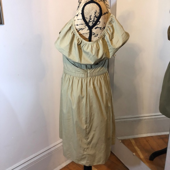 Madewell Khaki Cold Shoulder Ruffle Dress - Picture 6 of 8
